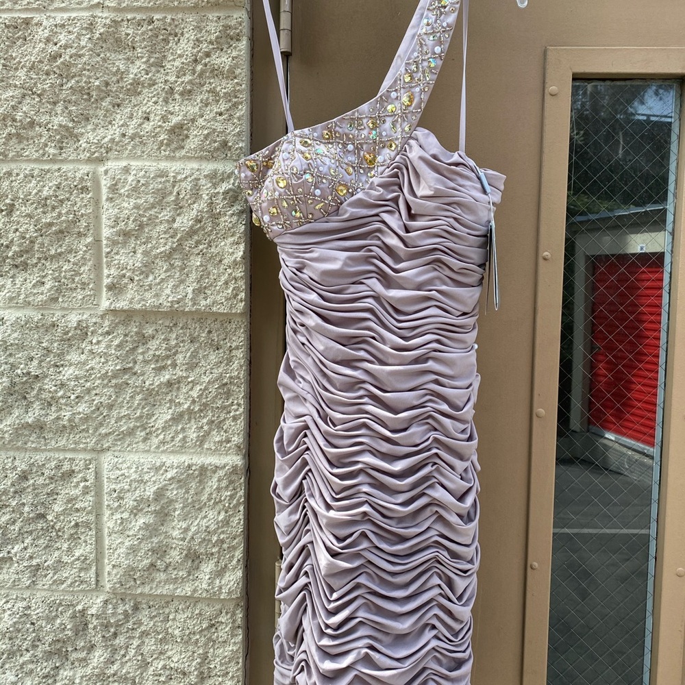 Nina Austin NWT Rose Pink Gown Studded Dress M - Picture 2 of 6